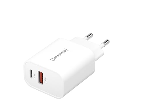 Intenso Power Adapter W30AC, alimentatore da 30 Watt, con connettore USB-A e USB-C, bianco