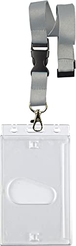 Llaveros con cinta de cuello gris y portatarjetas de seguridad pack de 50 2