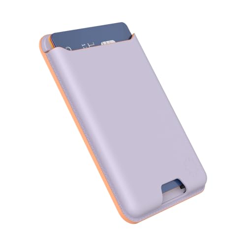 Image of PopSockets Phone Wallet Without Expanding Grip, Phone Card Holder, Wireless Charging Compatible, Wallet Compatible with MagSafe Vegan Leather- Lavender
