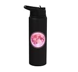 Pink Moon with Stars Strawberry Full-Moon Design with Stars Stainless Steel Insulated Water Bottle