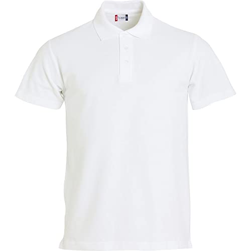 Clique Men's Basic Short-Sleeved Cotton Polo Shirt, White, Size M