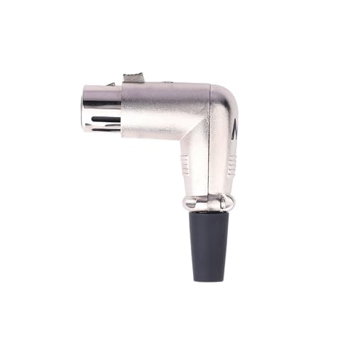 Image of MX 3 Pin XLR Microphone pin Pure Copper Nickel Plated for High Conductivity microphone (3 Pin Mic Female Connector XLR Right Angle, Pack of 2, Female Connector)