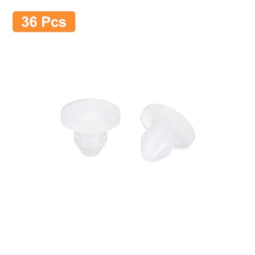 Image of uxcell 36 Pcs Silicone Plugs, Rubber Round Snap in Locking Hole Plugs for 3.5-4mm Hole, Hole Stoppers Waterproof Hole Plug for Metal Tube, Furniture End Caps Inserts, Clear
