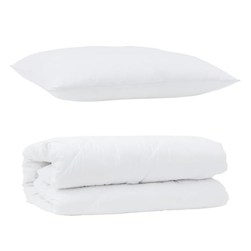 vidaXL Duvet with Pillow 2 pcs White 135 x 200 cm Microfibre, Minimalist Bedding Set, Rectangular Duvet Pillow Combo, Quilted Comforter for Home Layering, Ultimate Comfort and Design