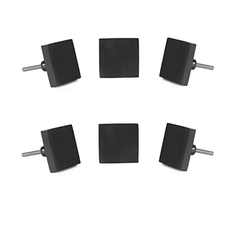 Perilla Home Set of 6 Pesaro Metal Knobs Kitchen Cabinet Cupboard Door Knobs Dresser Wardrobe and Drawer Pull (Black)