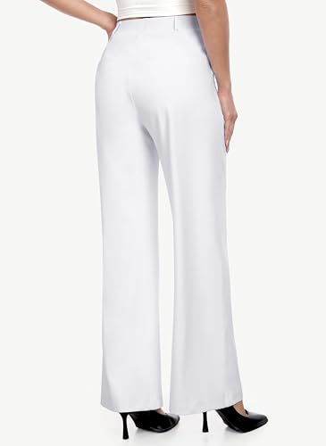 Image of IUGA Dress Pants Women Stretchy Wide Leg Work Pants Business Casual Outfits | Teacher Outfits for Women, Work Clothes, Trousers, Slacks, High Waisted, Pull on, Comfy, Office, Travel, Interview