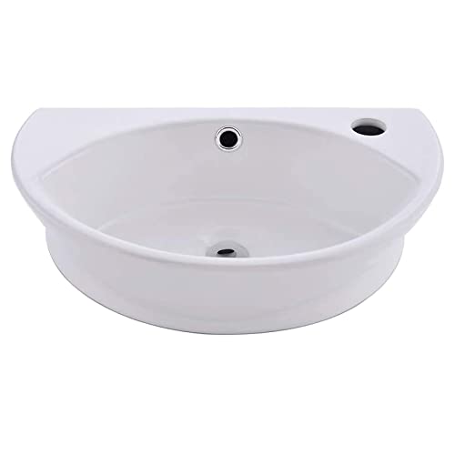 Vesla Home Commercial 18"X12" Small Oval White Ceramic Corner Wall Mount Sink,Floating Tiny Wall Hung Bathroom Sink Mini Porcelain Vanity Vessel Sink For Small Bathroom,Right Hand #TOP5