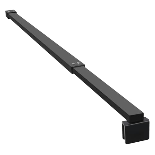SVNR Adjustable Stainless Steel Telescopic Shower Screen Support Bar, 700mm-1200mm, 6-10mm Glass Thickness (Matte Black Square)