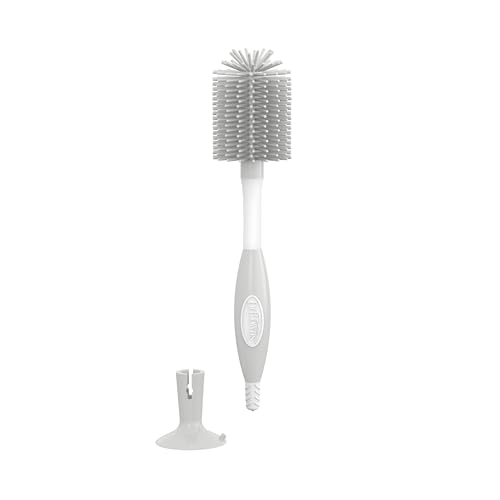 Image of Dr. Brown's Soft Touch No Scratch Baby Bottle Cleaning Brush, Cleaner & Suction Cup Base for Easy Storage, BPA Free, Gray