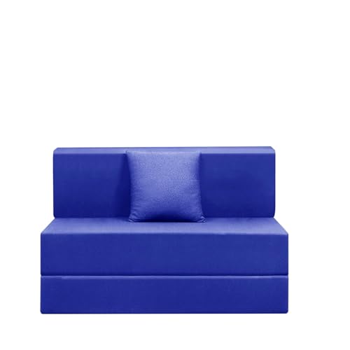 Image of Easy Foldable One Person Sofa Cum Bed Jute Fabric- Washable Cover- Including One Cushion- Size 3' X 6' Ft (Blue Color) Perfect for Home & Office for Guests