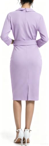 Image of SxClub Business Dresses for Women Elegant Long Sleeve Bodycon Pencil Knee Length Formal Dress for Evening Cocktail