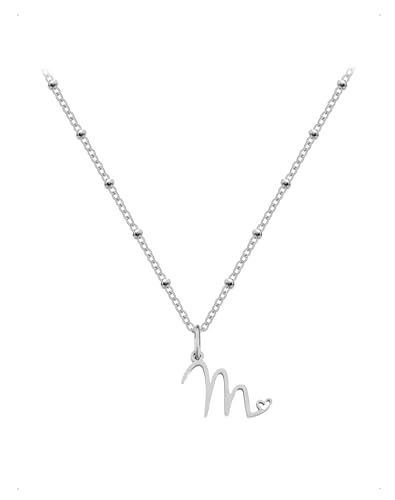 KONFEN Collier Initiale Lettre Acier Inoxydable Femme, 14 Carats Chaine Plaqué Or Réglable, Avec Un Pendentif Lettre M À Cœur Délicat Au Bout, Argent,...