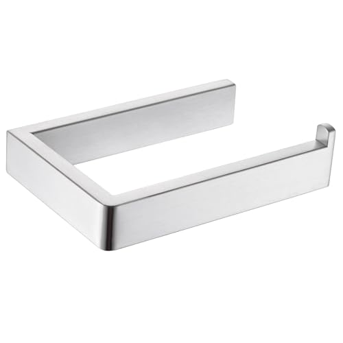 Image of APLusee Square Toilet Paper Holder, Brushed Nickel, 304 Stainless Steel | Space-saving for Apartments, RVs, Small Bathroom, Wall Mounted Tissue Holder, Easy Roll Changes, Fits Most Rolls Size
