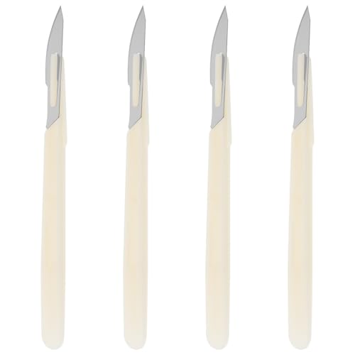 AUTSUPPL Couteau à Européen Incurvé 4 Pièces en Acier et Plastique pour Découpe Précise et Stratification, Cuisson Restauration