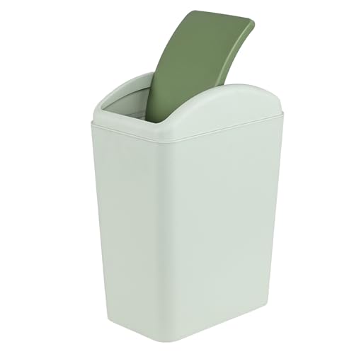 Image of 4.5 Gallon Swing Top Garbage Can, Plastic Swing Lid Dustbin, Slim Waste Bin with Swing Lid (Green)