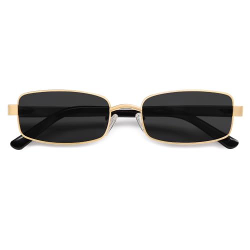 Image of VANLINKER Retro Rectangle Polarized Sunglasses for Women Men Small 90s Vintage Trendy Slim Narrow Rectangular Frame VL9684