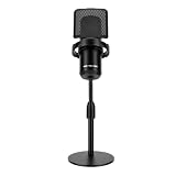 Denash USB Condenser Microphone with Real Time Gain Control and RGB Light for Streaming PC and Gaming Setup