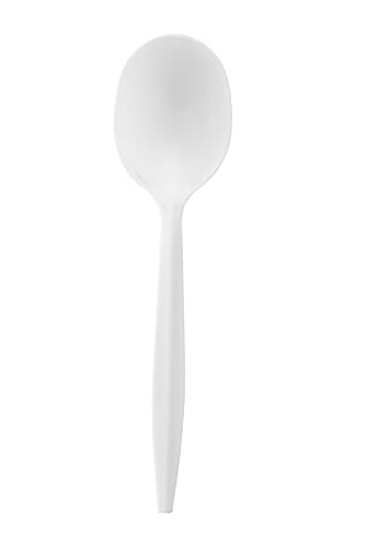 1,000 Plastic Disposable Soup Spoons Bulk White Medium Weight Disposable Silverware Plastic Cutlery Spoons - Thumbnail 7