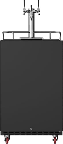 Image of EdgeStar KC7000TRIP 24 Inch Wide Triple Tap Kegerator for Full Size Kegs with Electronic Control Panel - Black Stainless Steel