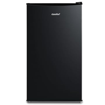 COMFEE' RCD80DK3(E) Frigorifero con Congelatore 80 Liter, Frigo Monoporta, Bassa Rumorosità 39db, Porta Reversibile, Compressore Inverter, Luce LED, Adatto per Casa, Ufficio, Camera, Nero