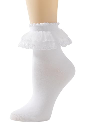 Lace Ruffle Frilly Ankle Socks for Women - Cotton Socks With Stylish Cute Lace Design