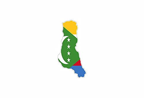 Akachafactory Autocollant Sticker Vinyl Voiture Moto adhesif Carte Drapeau Comores comorien