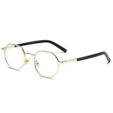 Lentes de sol retro de metal poligonal para mujer, lentes de sol transparentes degradados UV400 para hombre, Transparente dorado, Talla única