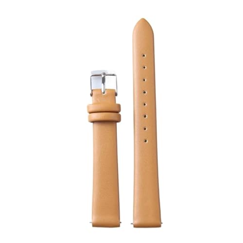 Correa de reloj de cuero 18mm marrón claro LUGEMA para smartwatch unisex