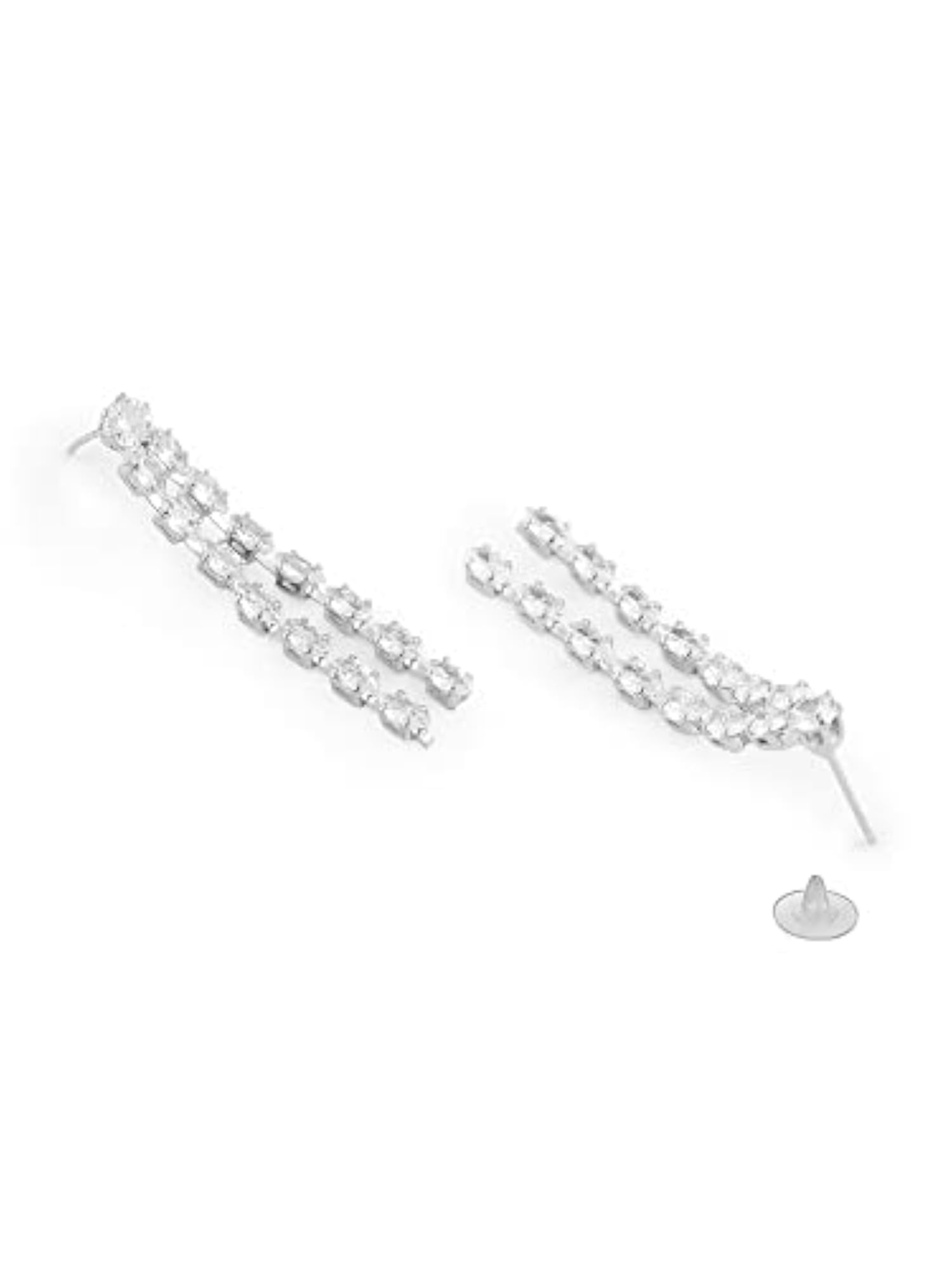 Silver Tone Marquise Cubic Zirconia Necklace and Earring Set