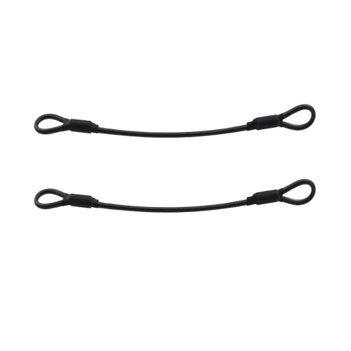 Guifeng 2PCS Black Stage Lighting Wire Rope 12.6 Inch Length Heavy Duty Ring End Cable Braided Stainless Steel PVC Coated Safety Wire Rope for Outdoor Travel and Home Hanging Transport