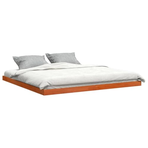 vidaXL Massivholzbett, Holzbett Bett für Schlafzimmer, Bettgestell Bettrahmen mit Lattenrost, Doppelbett Modernes Design, Wachsbraun 180x200cm Kiefer