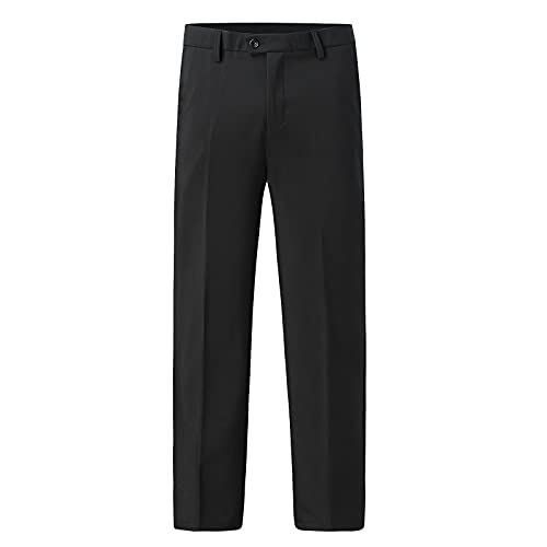Pants Ankle-Length Pleated Casual Solid Trousers Suit Men's Pocket Zipper Pants Men's Pants (Black, XL)2