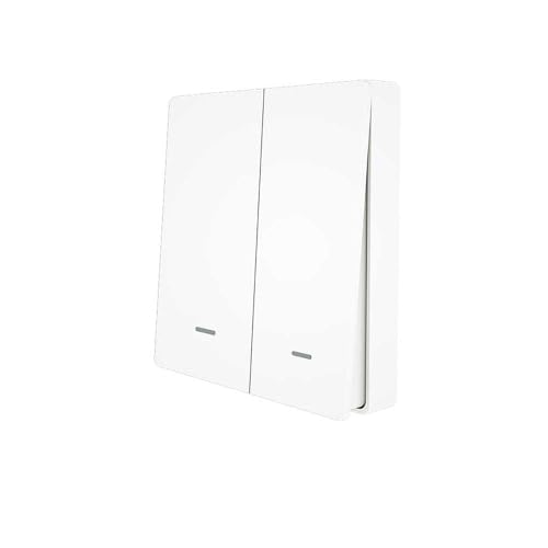 Interruttore RF 433MHz Senza Fili, 2 Tasti, APP Tuya/Smart Life, Wireless da Parete o Telecomando, Installazione con Biadesivo o Scatola 502, Portata Fino a 100m, IP20, Alimentazione CR2032 (Esclusa)