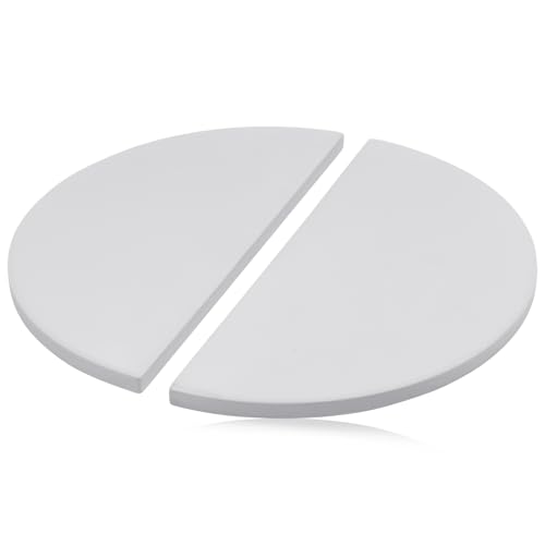 Half-Moon Heat Deflector Plates for Kamado Joe Classic I II III Replacement Parts KJ-HDP Indirect Cooking Cordierite Heat Deflector Plates Accessories for Kamado Joe 18 Grill Smoker White 2-Pack
