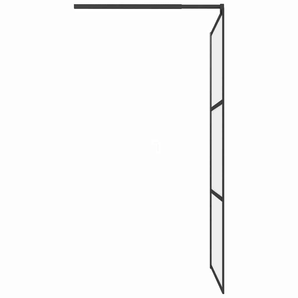 Ścianka prysznicowa Walk-In 100 x 195 cm, matowe szkło bezpieczne ESG, czarna, 5 mm, rama aluminiowa, regulowany profil i drążek podporowy, ochrona przed pryskaniem do kabiny prysznicowej