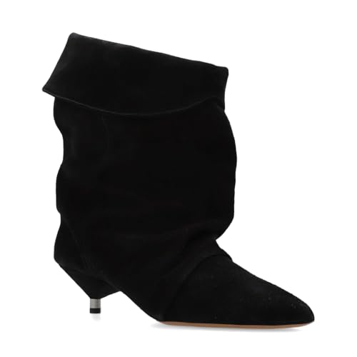 Women's Suede Ankle Boots Kitten Heel Pointed Toe Slouchy Fold Boots Slip On Causal Winter Cowboy Short Booties Ladies2