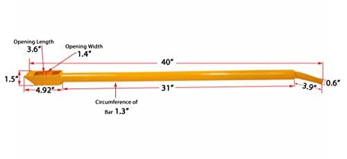 Image of Mytee Products 39.5 inch Combination Winch Bar for Flatbed Trailer - Yellow Powder Coated Carbon-Steel Combo Winch Bar with Non-Slip Handle & Square Head for Chain Lever Binders