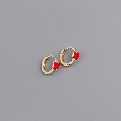 Cute Enamel Heart Hoop Earrings for Women Girls 925 Sterling Silver 14k Gold Plated Hypoallergenic Lovely Small Hoops Huggie Hoops Cartilage Piercing Jewelry Minimalist Dainty Gifts for Birthday Valentine4