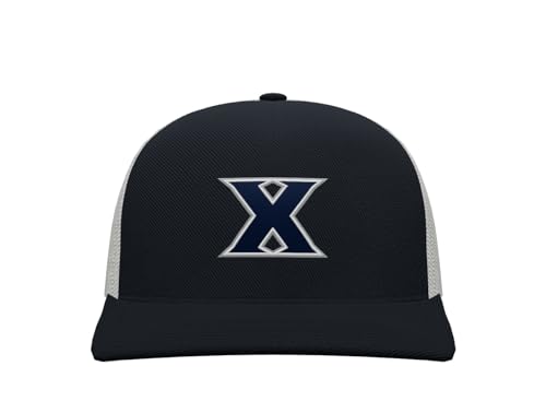 Sport Your Gear Xavier Musketeers Prime Mid Profile Adjustable Snap Back Trucker Baseball Hat Cap, Navy/White, One Size