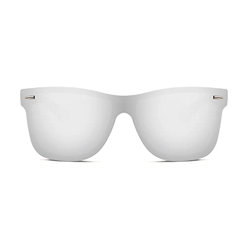 FEISEDY Womens Sunglasses Trendy Mirrored One Piece Lens Men Reflective Sun Glasses B4114