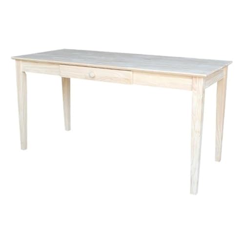 Solid Wood Writing Desk with Drawer Unfinished