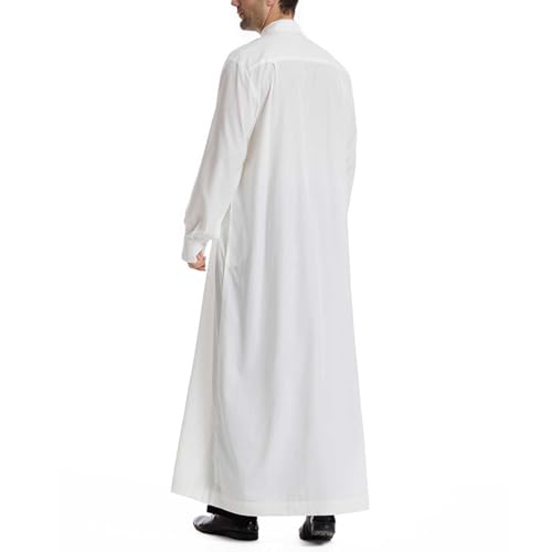 Mens Kaftan Muslim Outfits Thobe Collared Button Down Casual Shirts Long Sleeve Moroccan Caftans with Pocket4