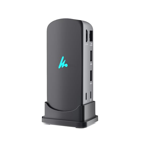 Wozoyo Type C 12 in 1 Docking Station, 4K@60Hz HDMI, Gigabit Ethernet 2XType-C 10Gbps,USB 10 Gbps,PD 100WUSB 2.0, AUX & MIC,SD/TF,Universally Compatible Thunderbolt 4 macOS,Windows,Android & iOS