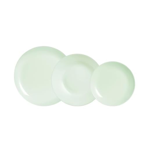 LUMINARC DIWALI PARADISE, Service de table en verre opale vert, 12 pièces, 4 personnes