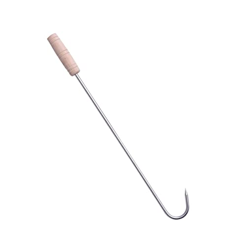 Milisten Spiedo Barbecue con Gancio Singolo Legno per Carne Pollo Salsicce e Verdure Grigliate Resistente e Antiruggine per Picnic e