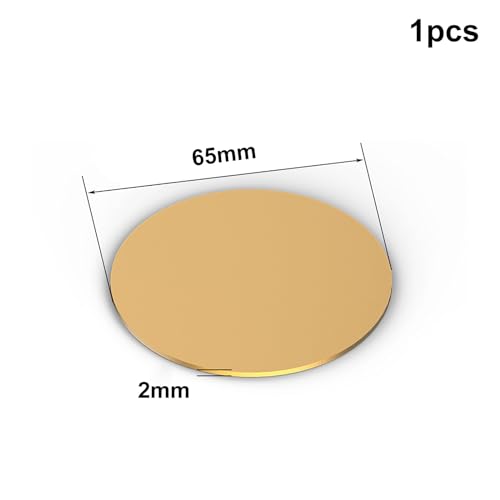 COYOUCO Brass Disc Round Plate Sheet,H62 Copper Alloy Solid Circle,Thickness 2Mm,55-90Mm Diameter,1Pcs,65mm