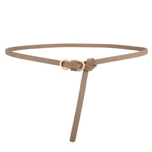 Women's Skinny Tie Belt Buckle Faux Leather Metal Buckle Fashion Spring Ratchet Belt