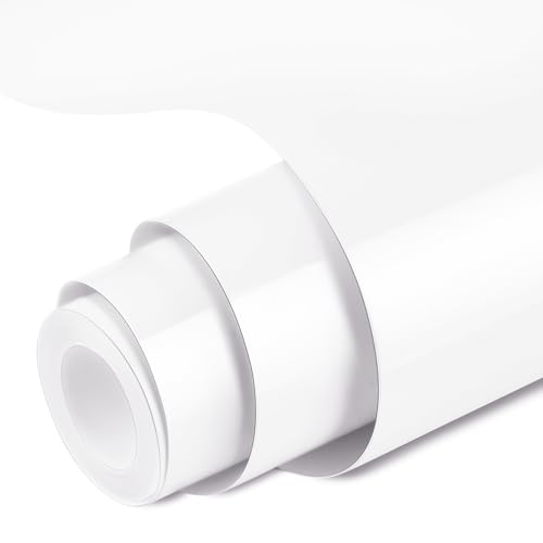 OSDUE Vinilo Textil Termoadhesivo,5FT Vinilo Adhesivo Self Adhesive Vinyl Roll 30.5x152 cm Vinilo Cricut Permanente Blanco Brillante para Regalos de Cumpleaños,Adornos de Fiestas,Silhouette Cameo