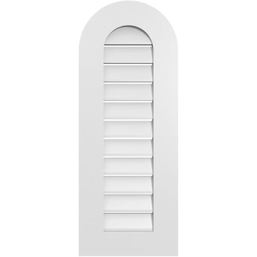 Ekena Millwork GVPRT14X3601SF Round Top Surface Mount PVC Gable Vent, Factory Primed White