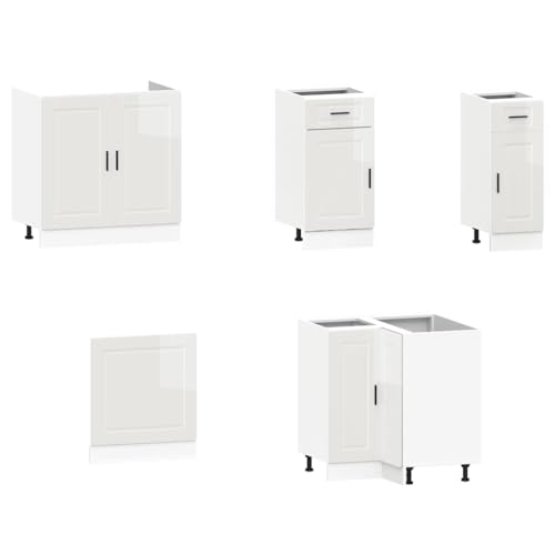 vidaXL 11-Piece Kitchen Cabinet Set - Gloss White Engineered Wood Cabinets with Ample Storage & Adjustable Feet - Image 6